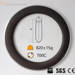 700C 80x23mm Clincher Alloy Brake Surface Carbon Road Bike Rim